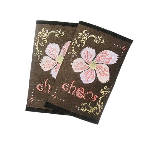 Damask Woven Labels with Floral Print and Chaos Statement